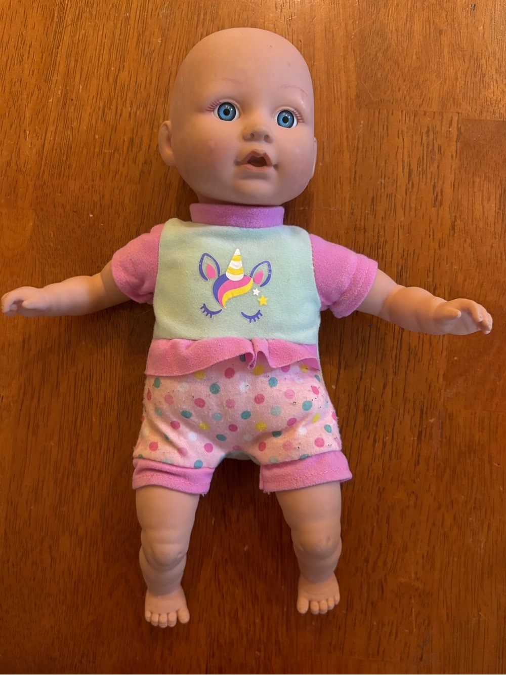 Cititoy Unicorn Dots Baby Doll Pink Purple 12" Soft Body Vinyl Blue Eyes Walmart